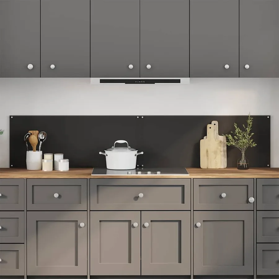 Crédence de cuisine 2 pcs Noir 100 x 40 cm verre trempé