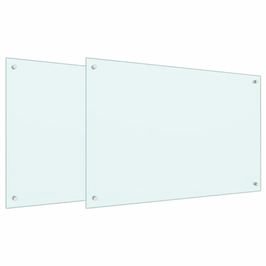 Crédence de cuisine 2 pcs Blanc 90 x 60 cm verre trempé - 2