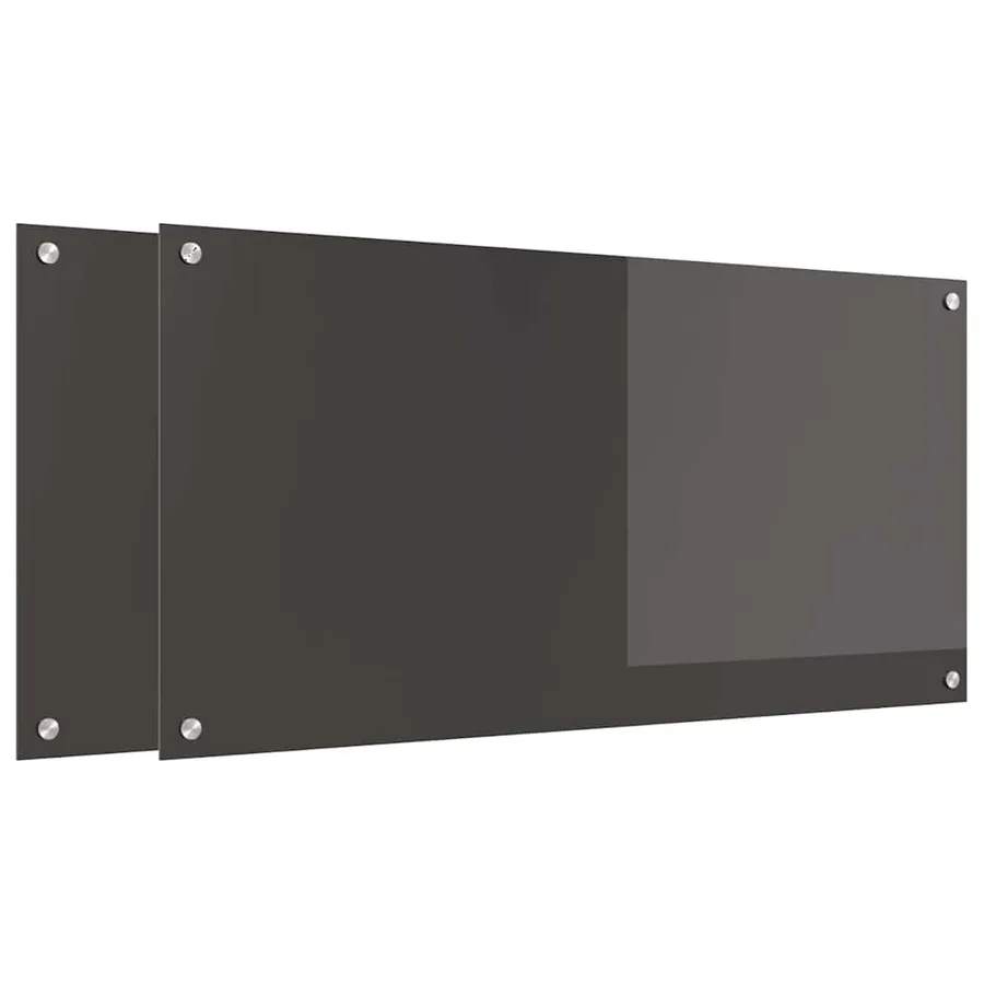 Crédence de cuisine 2 pcs Gris foncé 100 x 50 cm verre trempé - 2