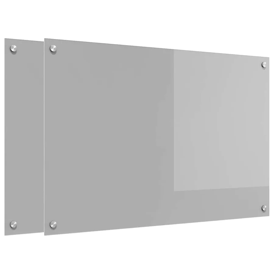 Crédence de cuisine 2 pcs Gris clair 90 x 60 cm verre trempé - 2