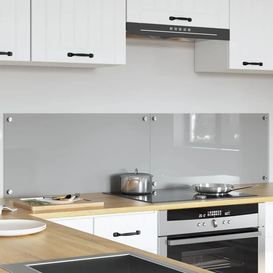 Crédence de cuisine 2 pcs Gris clair 80 x 40 cm verre trempé - 3