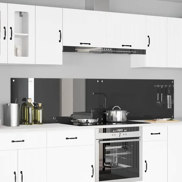 Crédence de cuisine 2 pcs Gris foncé 110 x 50 cm verre trempé