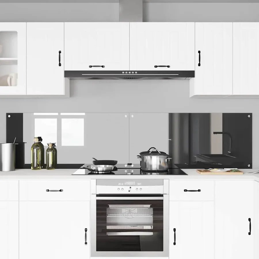 Crédence de cuisine 2 pcs Gris foncé 110 x 50 cm verre trempé - 3