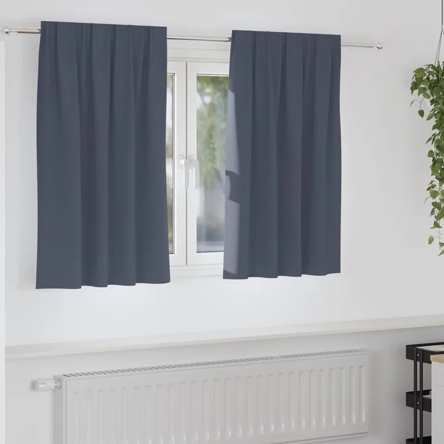 Rideaux occultants avec anneaux 2 pcs Anthracite 140 x 140 cm