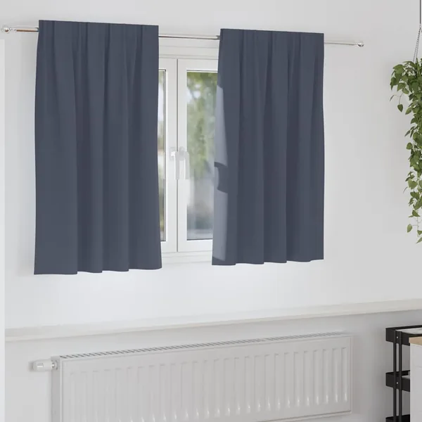 Rideaux occultants avec anneaux 2 pcs Anthracite 140 x 140 cm