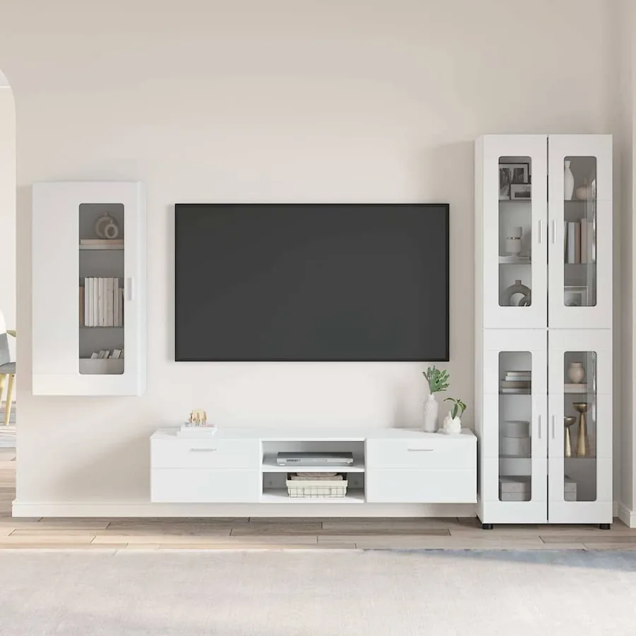 Ensemble meuble TV FLORIN 3 pcs Blanc Bois d'ingénierie
