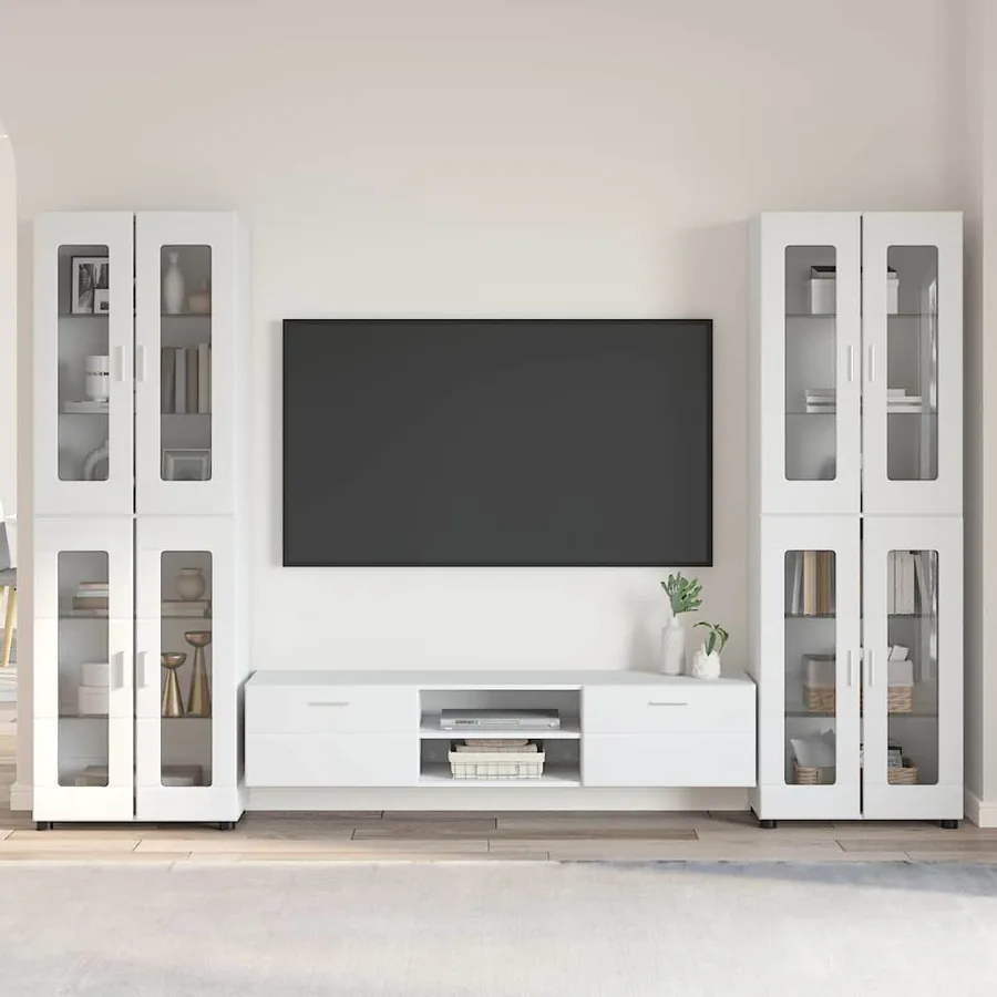 Ensemble meuble TV FLORIN 3 pcs Blanc Bois d'ingénierie