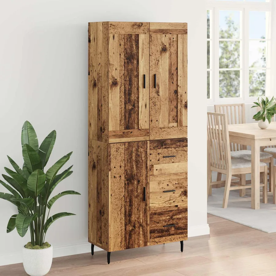 Haut Armoire avec tiroir 2 pcs Bois ancien Bois d'ingénierie - 4