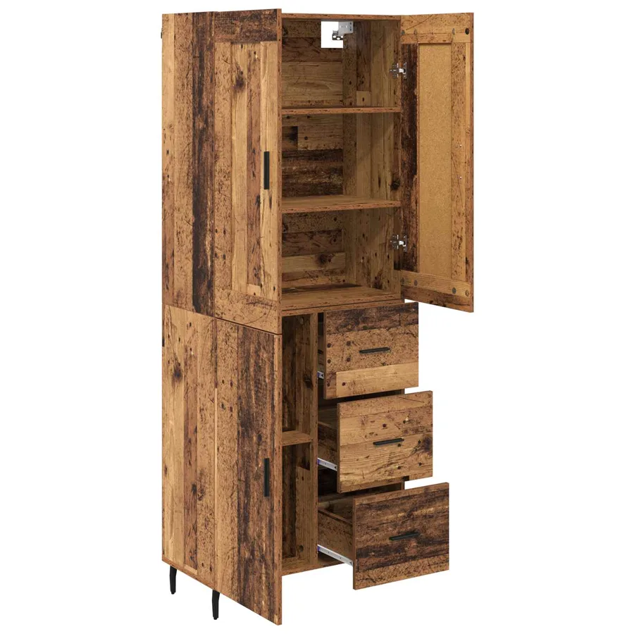 Haut Armoire avec tiroir 2 pcs Bois ancien Bois d'ingénierie - 5