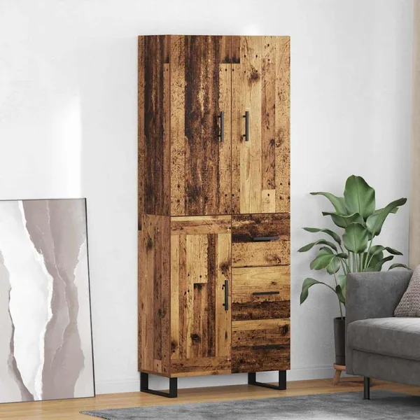 Haut Armoire avec tiroir 2 pcs Bois Ancien 69,5 x 34 x 180 cm