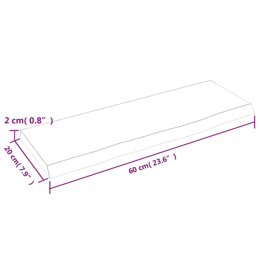 Étagère murale 60x20x2 cm bois de chêne massif non traité - 7