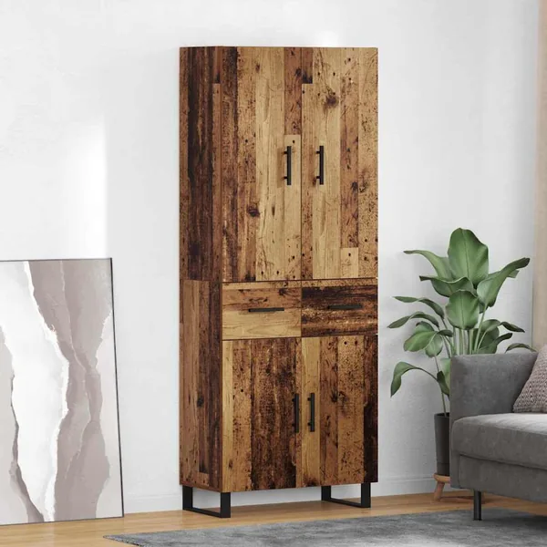 Haut Armoire avec tiroir 2 pcs Bois Ancien 69,5 x 34 x 180 cm