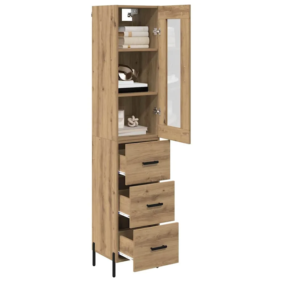 Haut Armoire avec tiroir Chêne artisanal 34,5 x 34 x 180 cm - 3