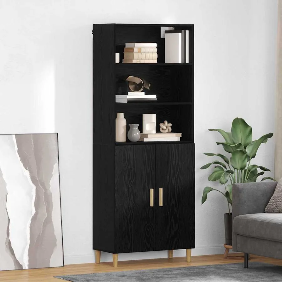 Haut Armoire Chêne noir 69,5 x 32,5 x 180 cm Bois d'ingénierie