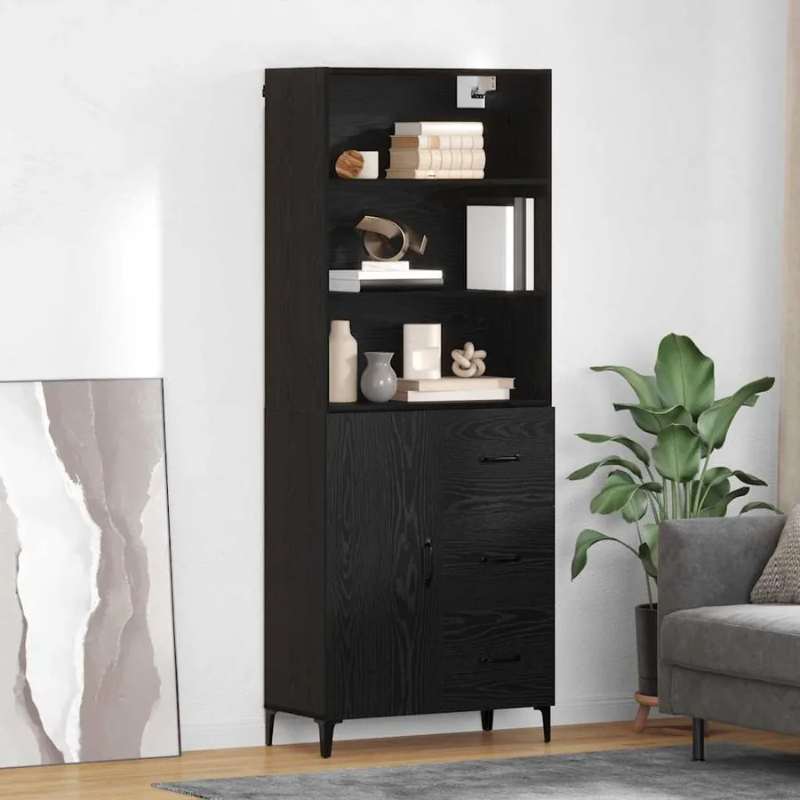 Haut Armoire Chêne noir 69,5 x 34 x 180 cm Bois d'ingénierie