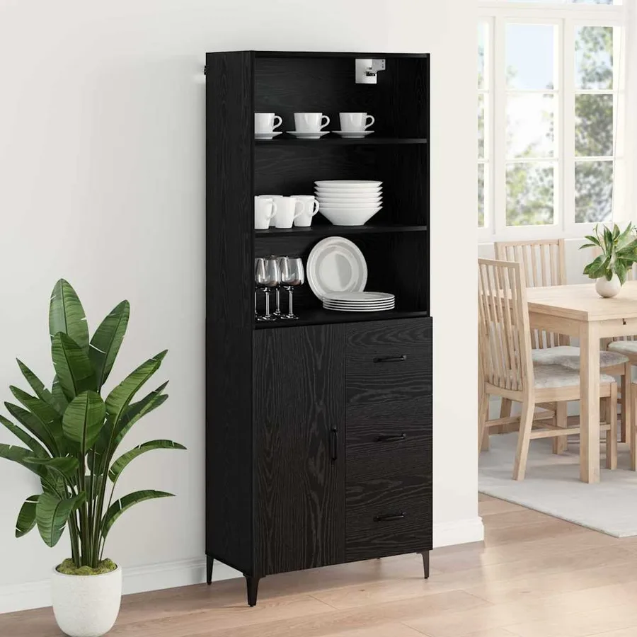 Haut Armoire Chêne noir 69,5 x 34 x 180 cm Bois d'ingénierie - 4