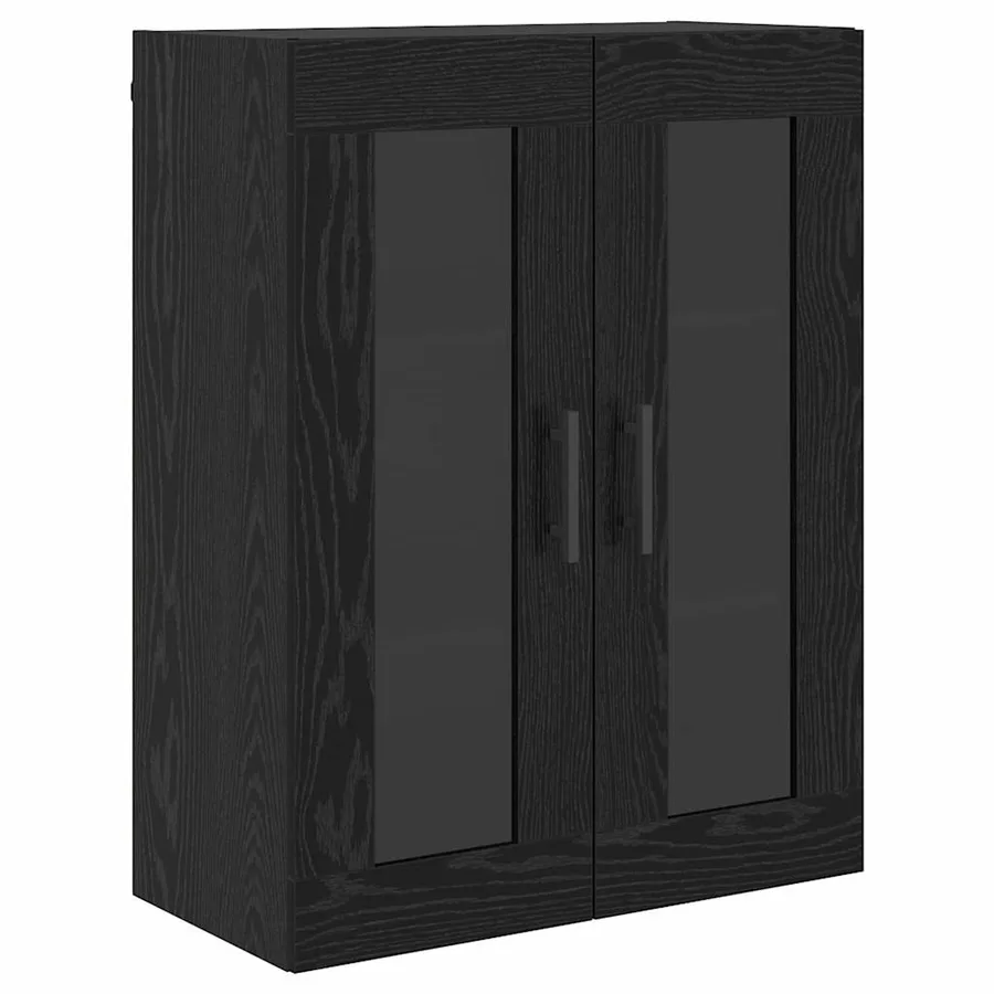 Haut Armoire 2 pcs Chêne noir Bois Aggloméré et Verre - 7