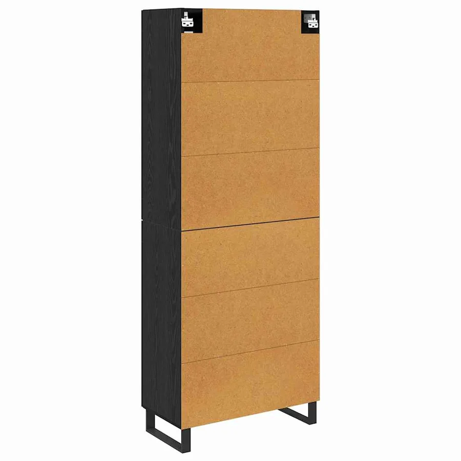 Haut Armoire 2 pcs Chêne noir Bois Aggloméré et Verre - 8