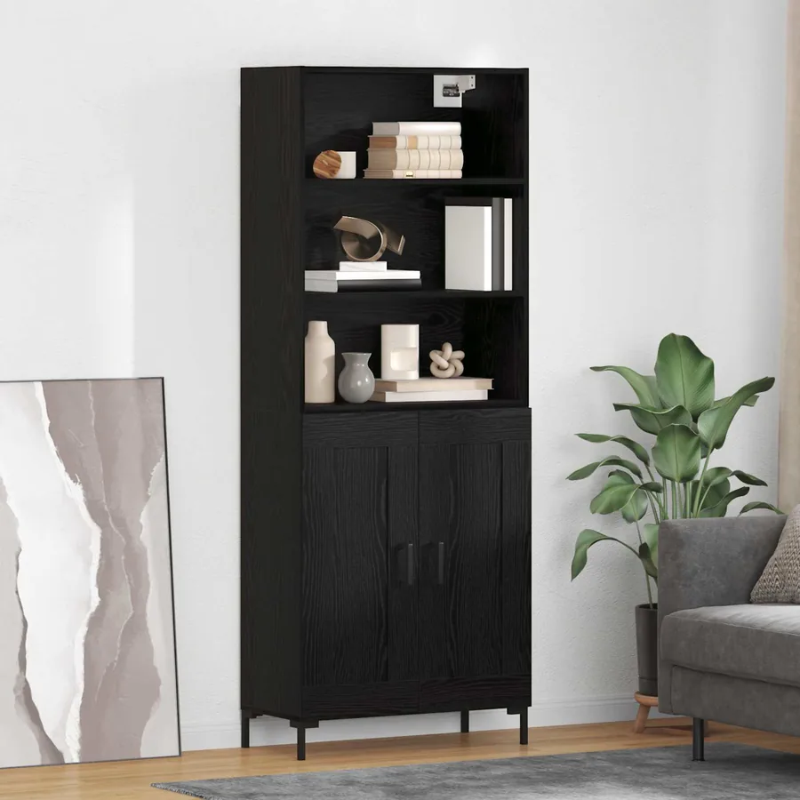 Haut Armoire Chêne noir 69,5 x 34 x 180 cm Bois d'ingénierie