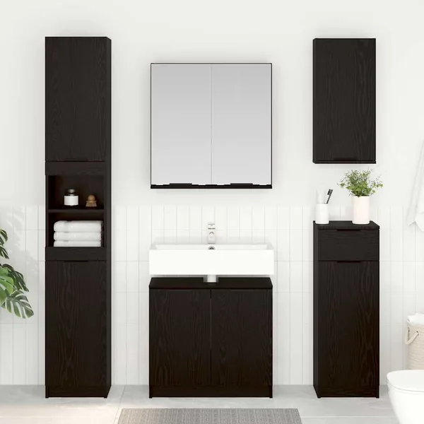 Ensemble de Meubles de Salle de Bain 3 pcs Chêne noir