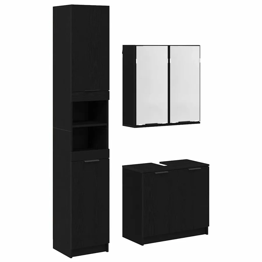 Ensemble de Meubles de Salle de Bain 3 pcs Chêne noir - 2
