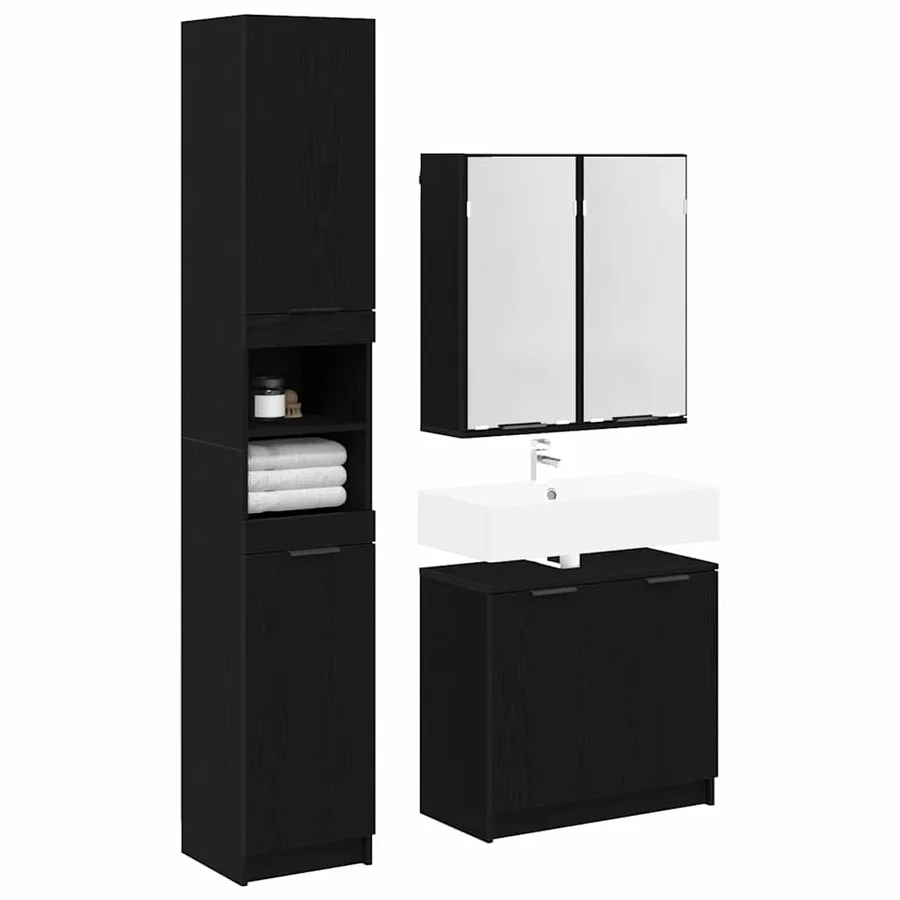 Ensemble de Meubles de Salle de Bain 3 pcs Chêne noir - 3
