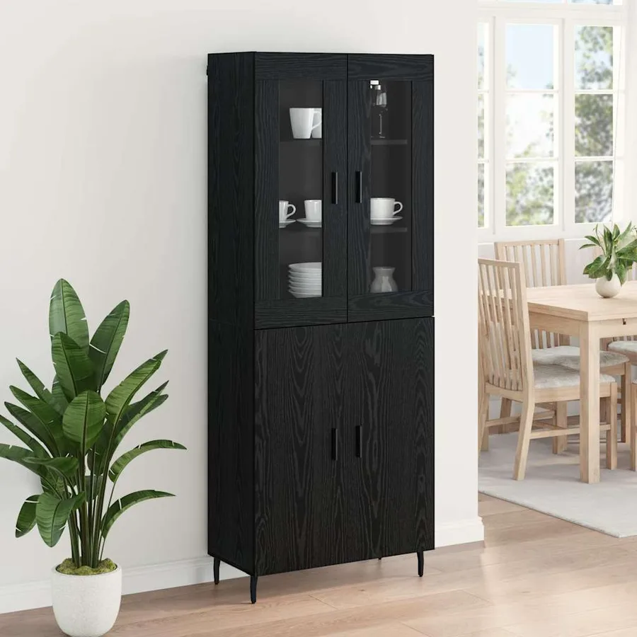 Haut Armoire 2 pcs Chêne noir Bois d'ingénierie - 4