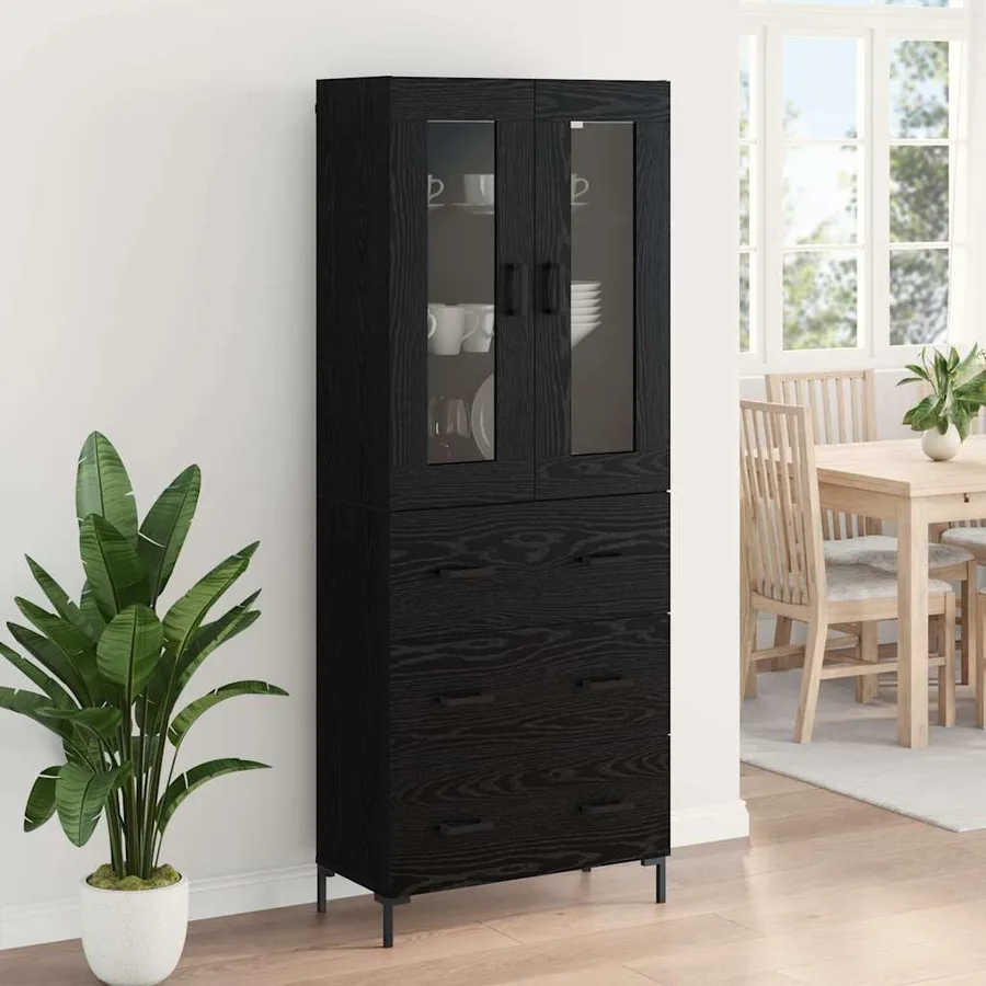 Haut Armoire avec tiroir 2 pcs Chêne noir Bois d'ingénierie - 4