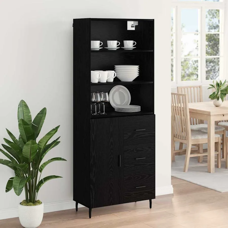 Haut Armoire avec tiroir Chêne noir 69,5 x 34 x 180 cm - 4