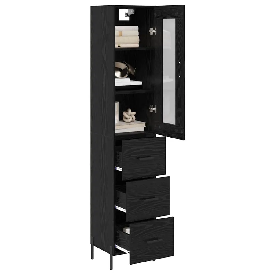 Haut Armoire Chêne noir 34,5 x 34 x 180 cm Bois d'ingénierie - 3