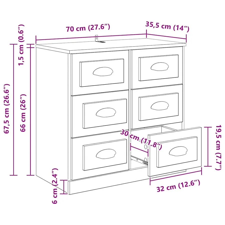 Buffet Bois Ancien 70 x 35,5 x 67,5 cm Bois d'ingénierie - 14