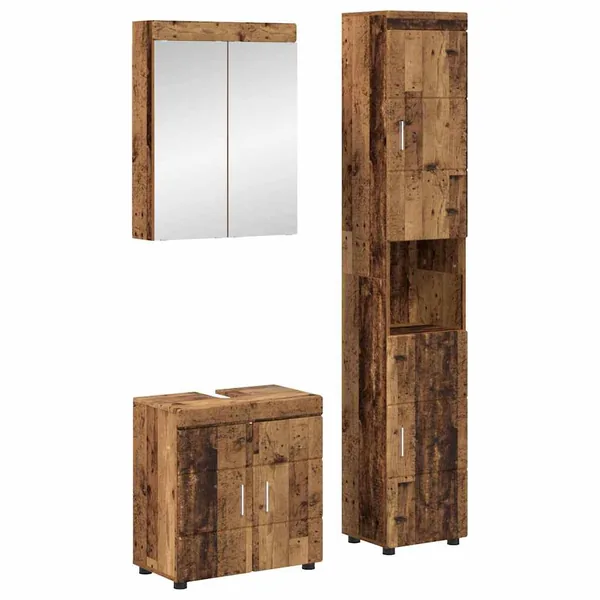 Ensemble de mobilier de salle de bain TULUM 3 pcs Bois ancien