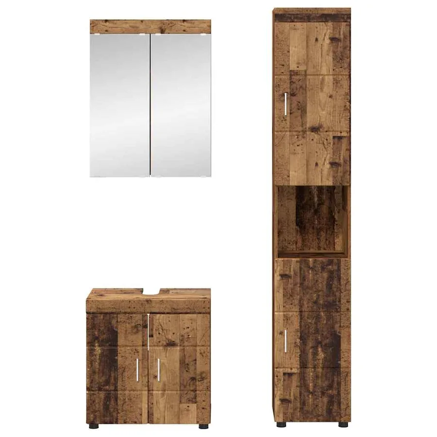 Ensemble de mobilier de salle de bain TULUM 3 pcs Bois ancien - 3