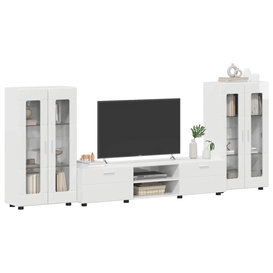 Ensemble meuble TV avec tiroir FLORIN 3 pcs Blanc brillant - 3