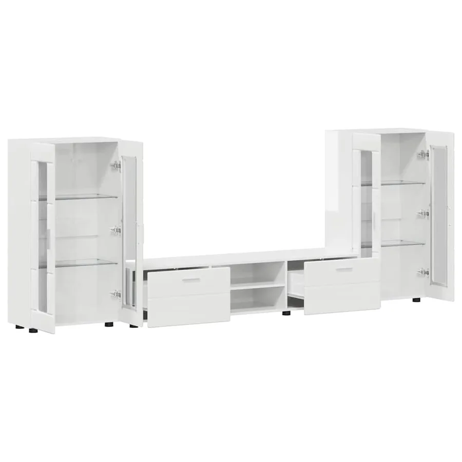 Ensemble meuble TV avec tiroir FLORIN 3 pcs Blanc brillant - 5