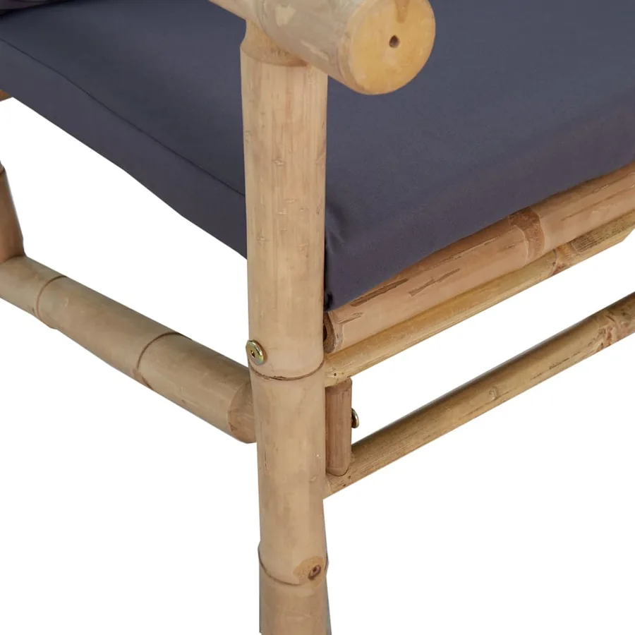 Banc de jardin avec coussins gris foncé bambou - 5
