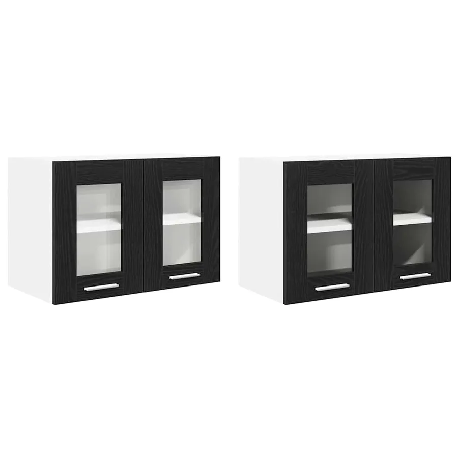 Armoire suspendue avec porte 2 pcs Chêne noir 60 x 31 x 40 cm - 2
