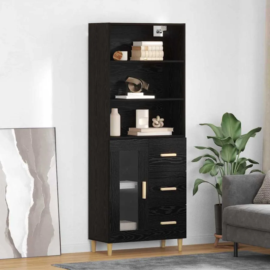 Haut Armoire Chêne noir 69,5 x 32,5 x 180 cm Bois d'ingénierie