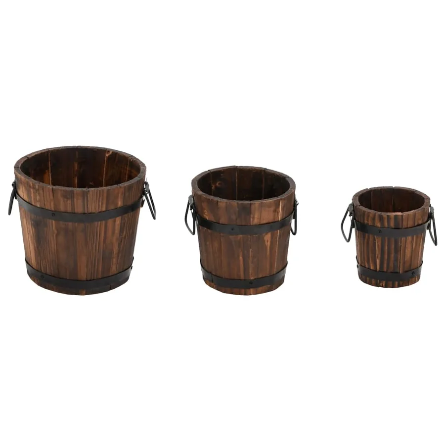Ensemble de jardinière godet 3 pcs bois massif de sapin - 2
