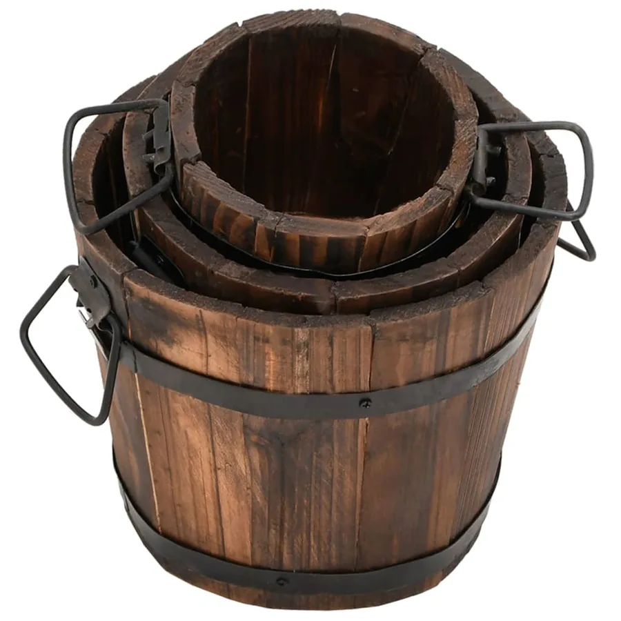 Ensemble de jardinière godet 3 pcs bois massif de sapin - 3