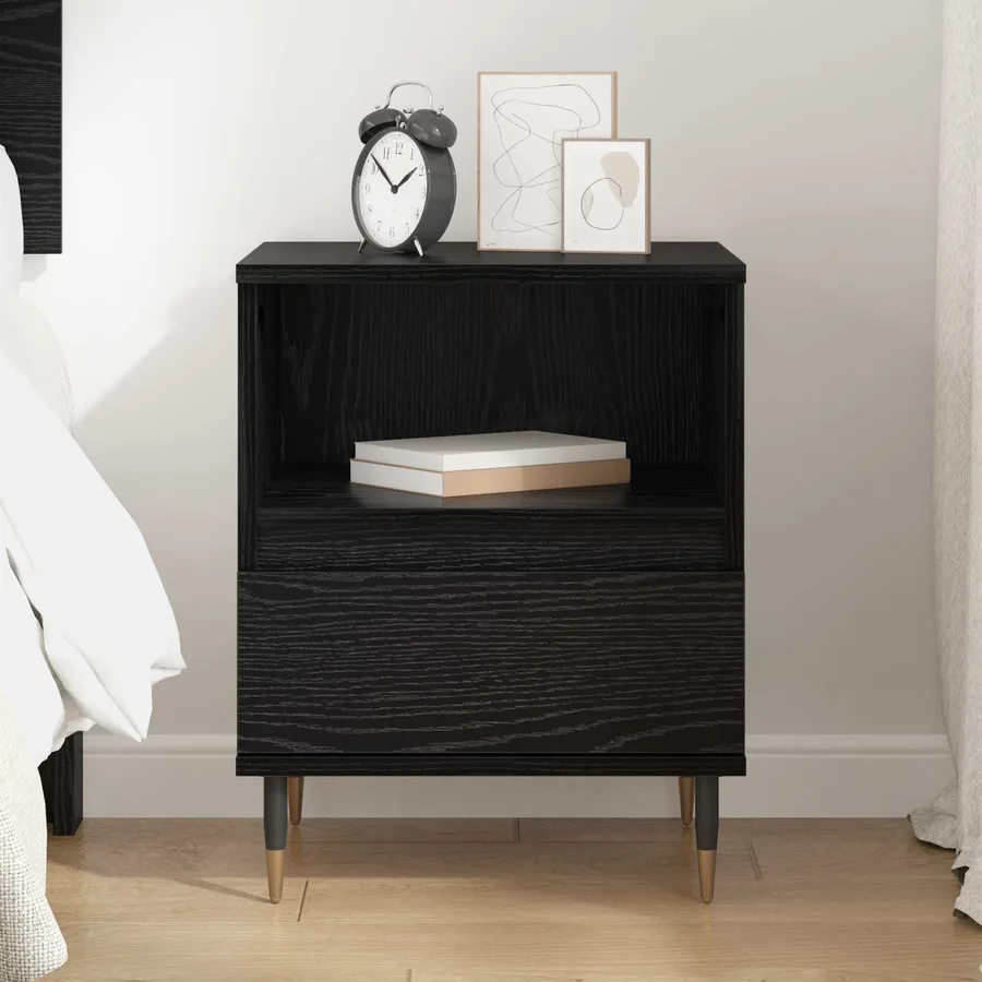 Cabinet de chevet Chêne noir 40 x 35 x 50 cm Bois d'ingénierie - 4
