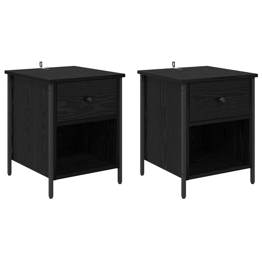 Cabinet de chevet avec tiroir 2 pcs Chêne noir 40 x 42 x 50 cm - 2