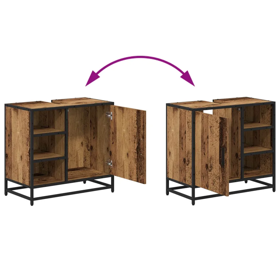Cabinet de salle de bain avec porte Bois Ancien 65 x 33 x 60 cm - 12