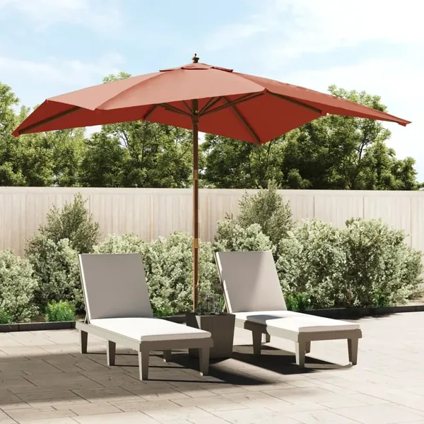 Parasol de jardin avec mât en bois terre cuite 300x300x273 cm