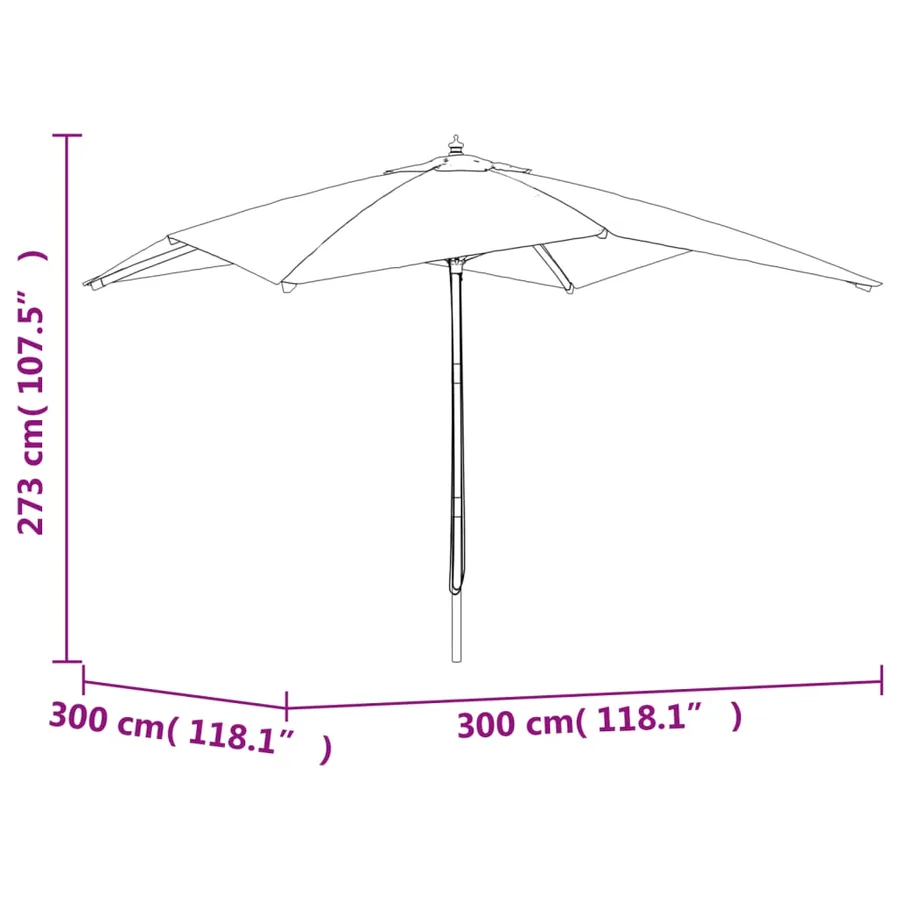 Parasol de jardin avec mât en bois terre cuite 300x300x273 cm - 7
