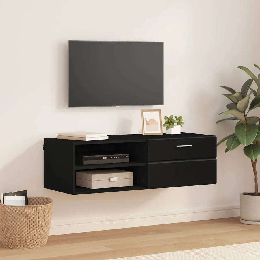 Cabinet en Bois Noir 100,5 x 39 x 30 cm Bois d'ingénierie