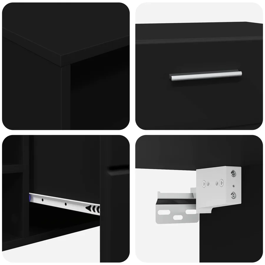 Cabinet en Bois Noir 100,5 x 39 x 30 cm Bois d'ingénierie - 10