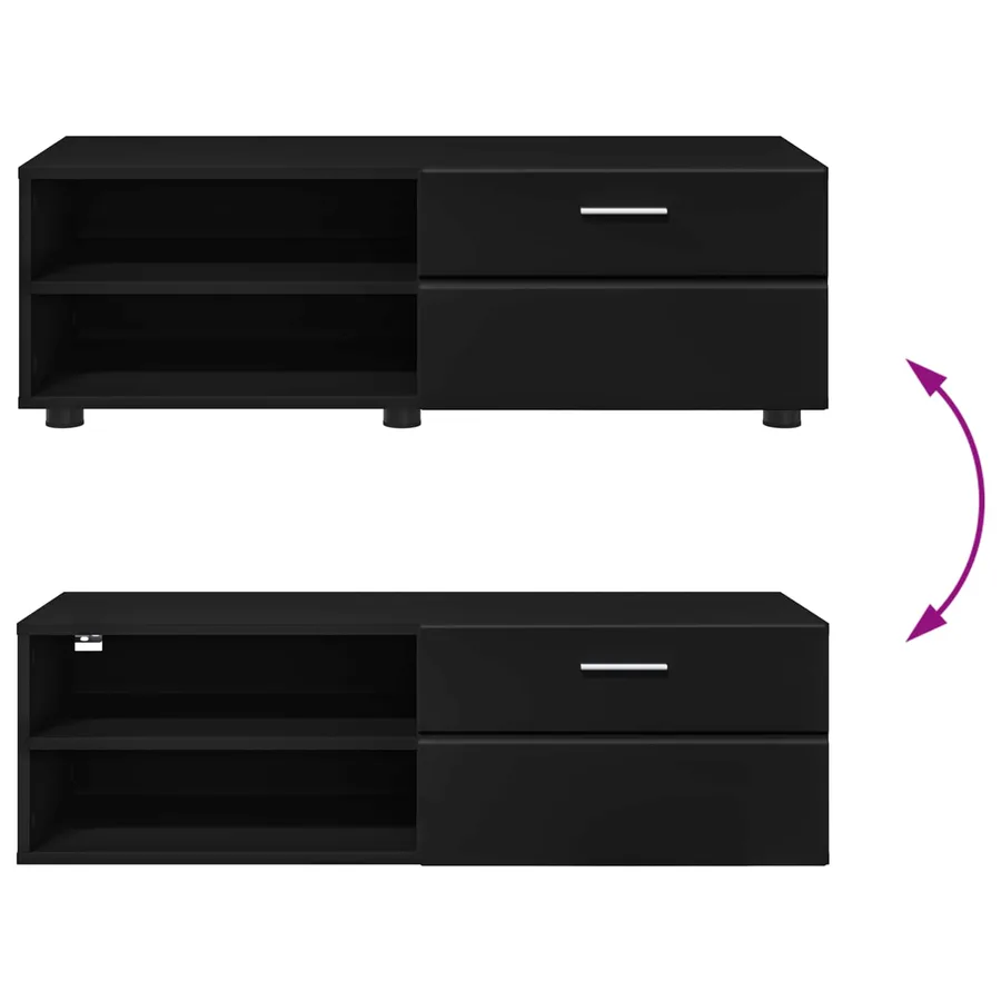 Cabinet en Bois Noir 100,5 x 39 x 30 cm Bois d'ingénierie - 11