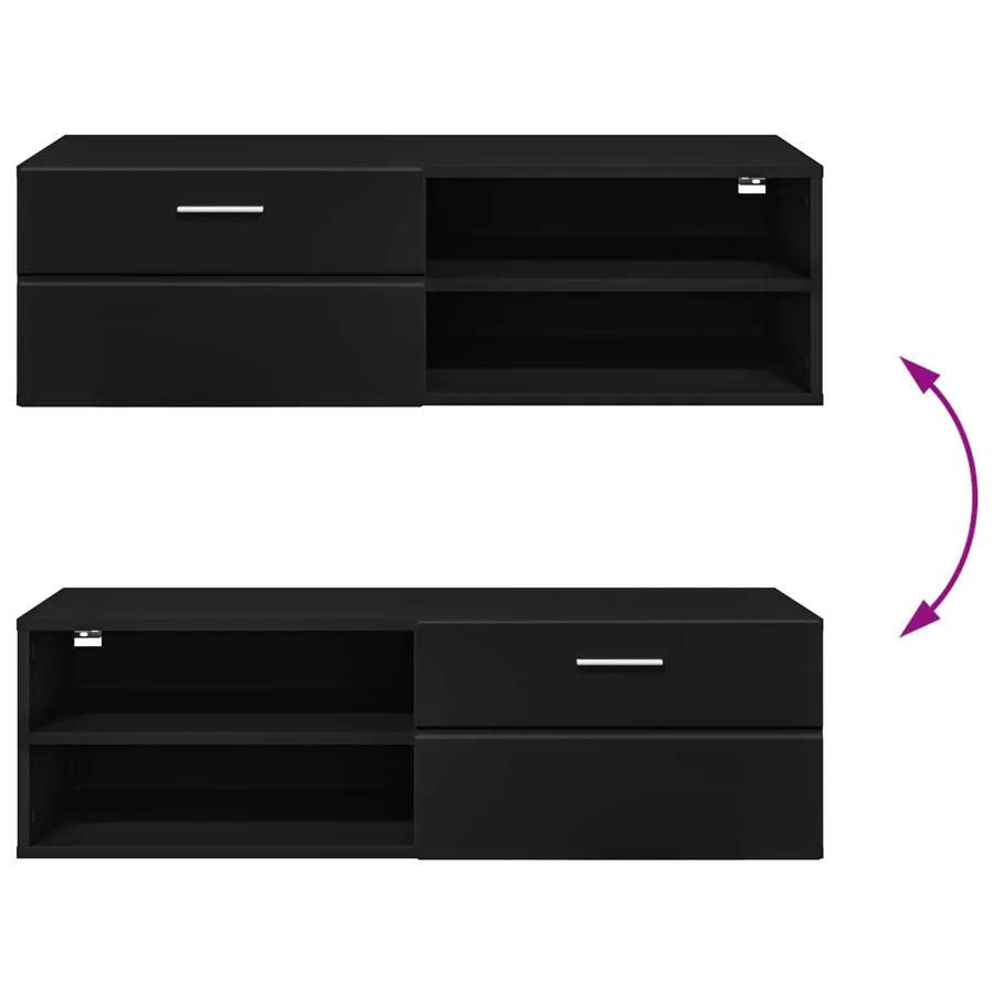 Cabinet en Bois Noir 100,5 x 39 x 30 cm Bois d'ingénierie - 12