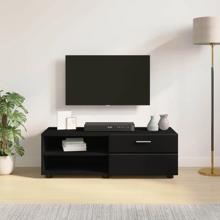 Cabinet en Bois Noir 100,5 x 39 x 30 cm Bois d'ingénierie - 4